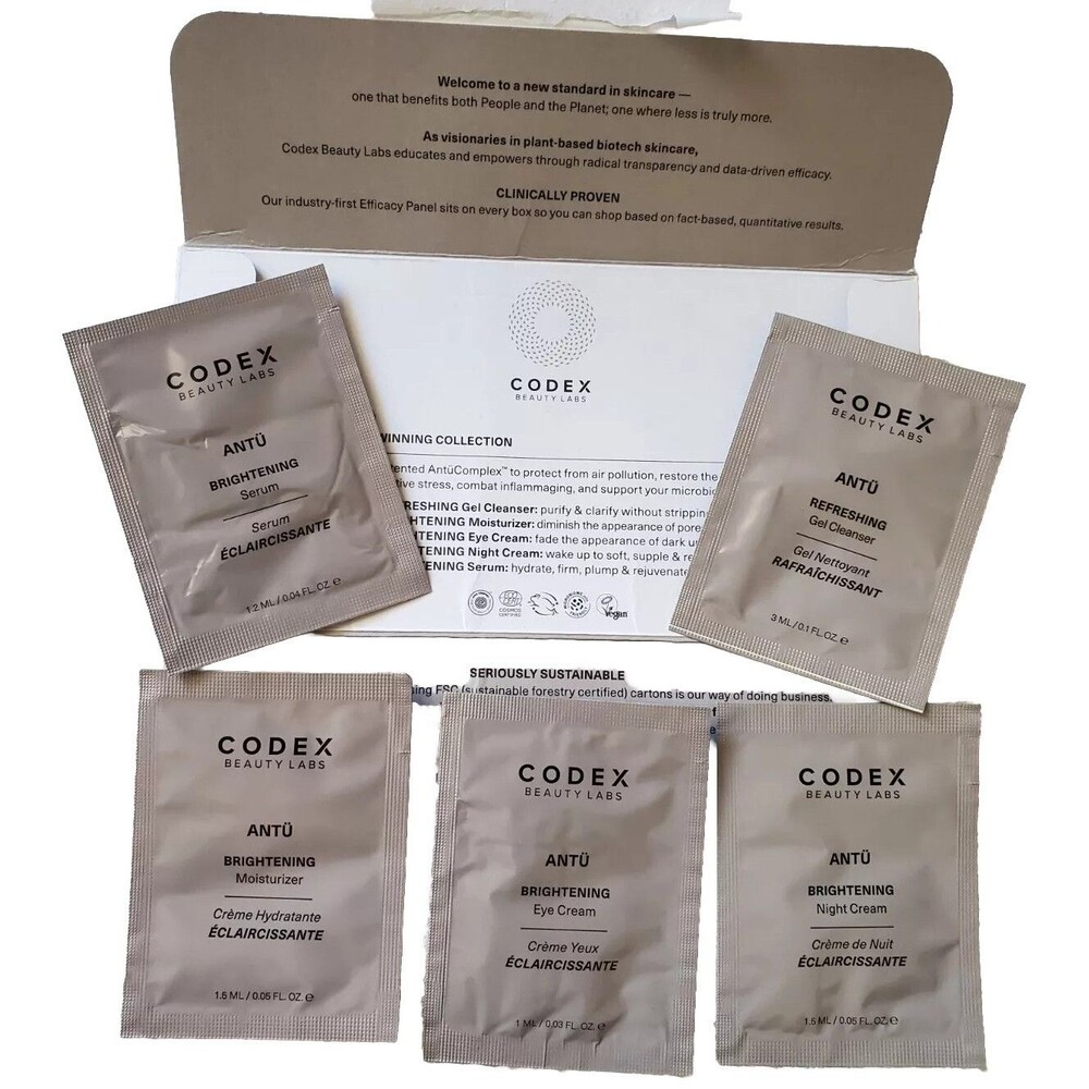 5x Codex Beauty Labs Skincare Sample Set Brightening & Refreshing  .03 oz